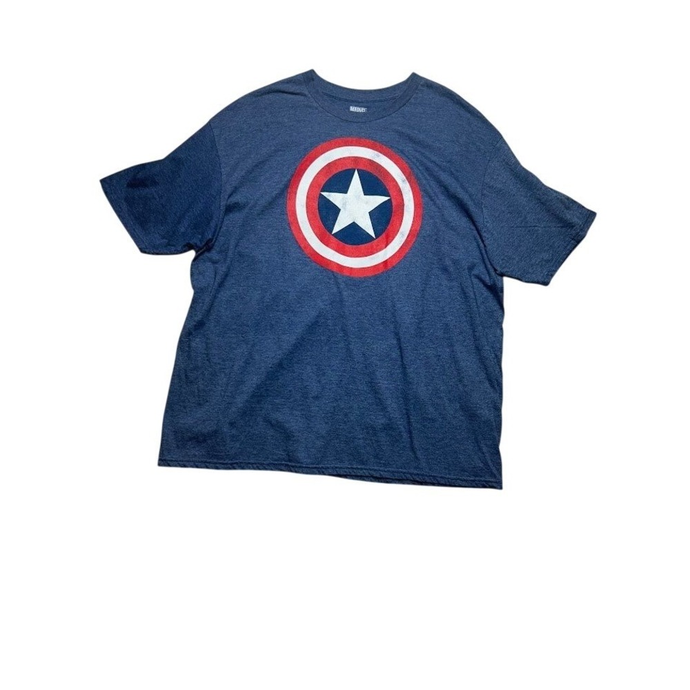 Marvel Captain America Shield Graphic T-Shirt Mens 2XL Blue Heathered Tee